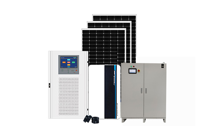 نظام طاقة شمسية خارج الشبكة 15-50kw مع بطارية ليثيوم عالية الجهد