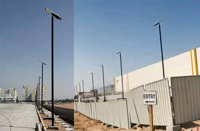 Anern 33 مجموعة من أضواء الشوارع الشمسية SLZ2-100W في مشروع البنية التحتية العامة لدولة الإمارات العربية المتحدة